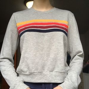 F21 cropped stripe crew neck